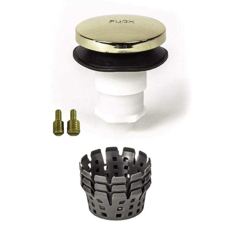 PermaFLOW PF0936-PB Toe Touch (Tip Toe, Foot Actuated) Bath Tub/Bathtub Drain Stopper Includes 3/8" and 5/16" Fittings - Image 1